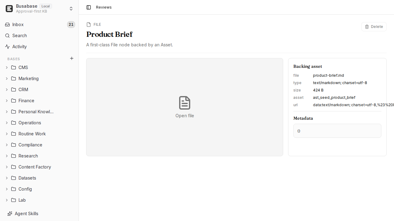 Busabase record linking an Aider commit and its review evidence